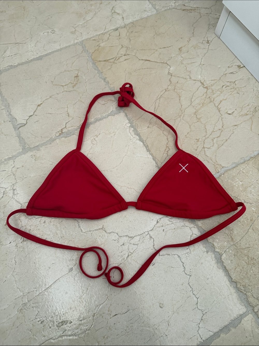 Red Triangle String Bikini Top